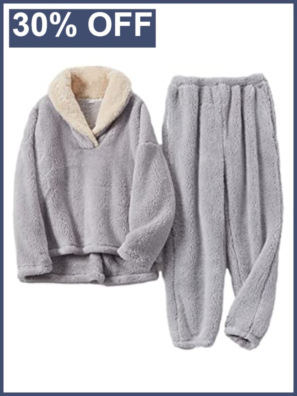 Men's Coral Fleece Pajama Set Pullover Pants Loose Plush Warm Loungewear